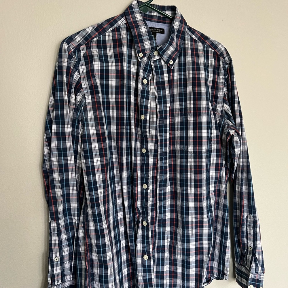 Plaid banana republic button down